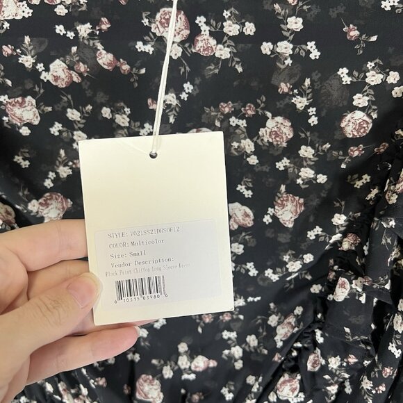 70/21 Dress Womens Size Small Chiffon Floral‎ print Cut Out long sleeve NWT Boho - Picture 5 of 11